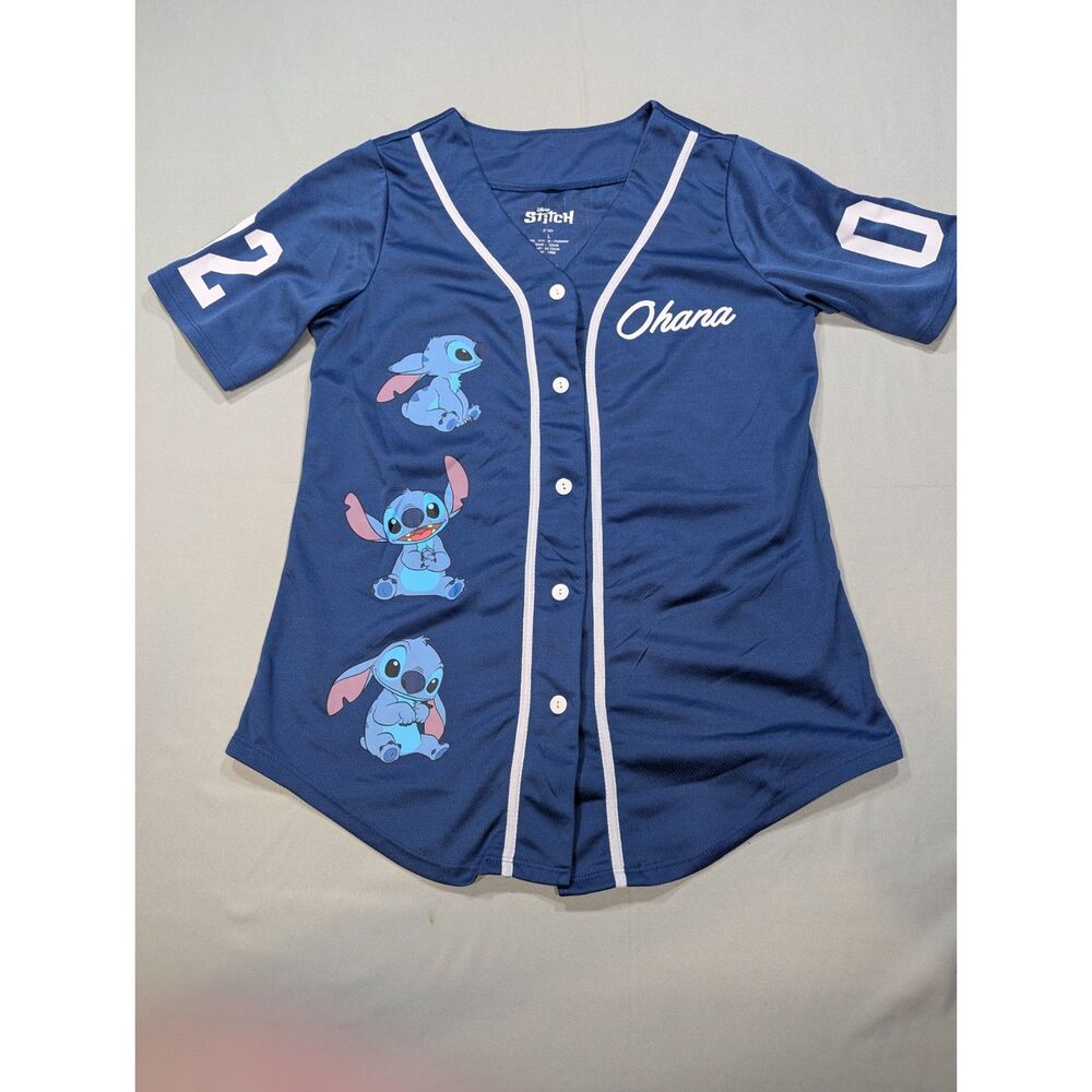 Disney Stitch Women’s L Blue Baseball Jersey Ohana #02 Stitch